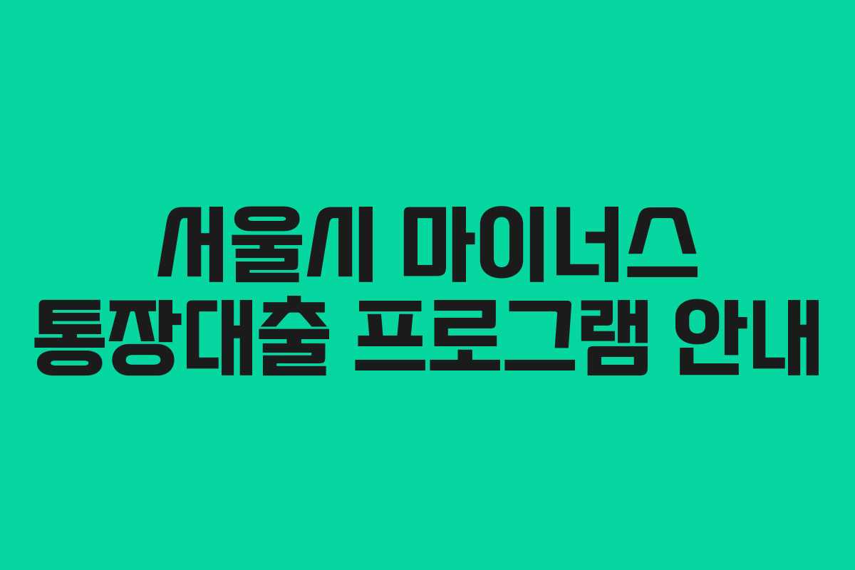 서울시 마이너스 통장대출 프로그램 안내