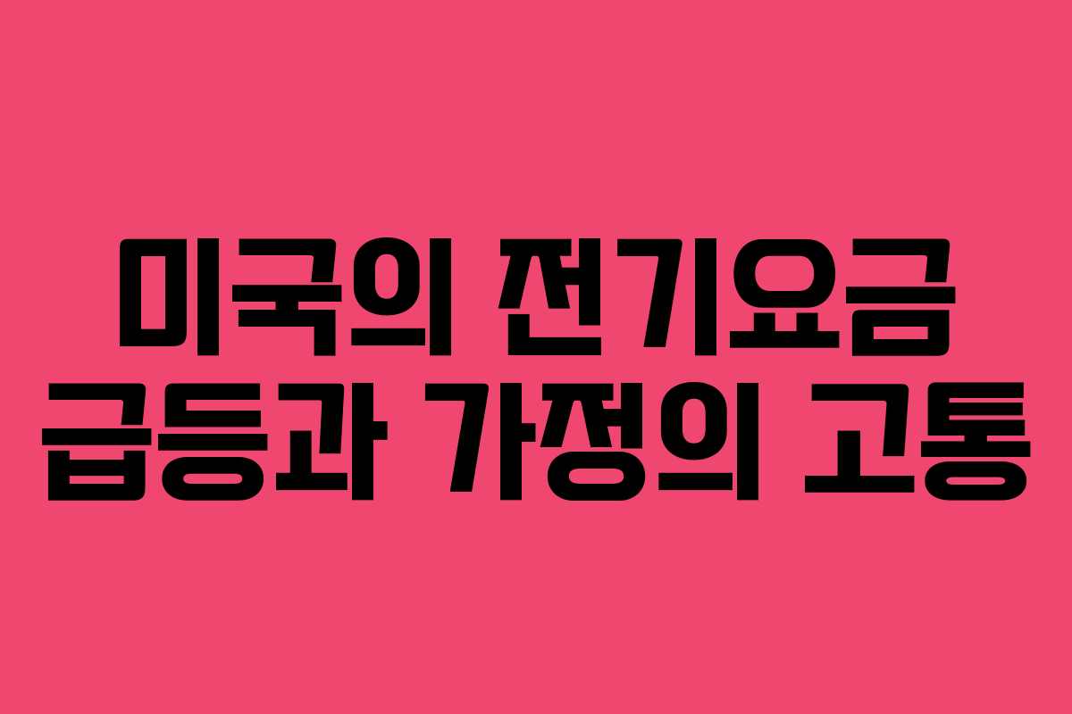 미국의 전기요금 급등과 가정의 고통
