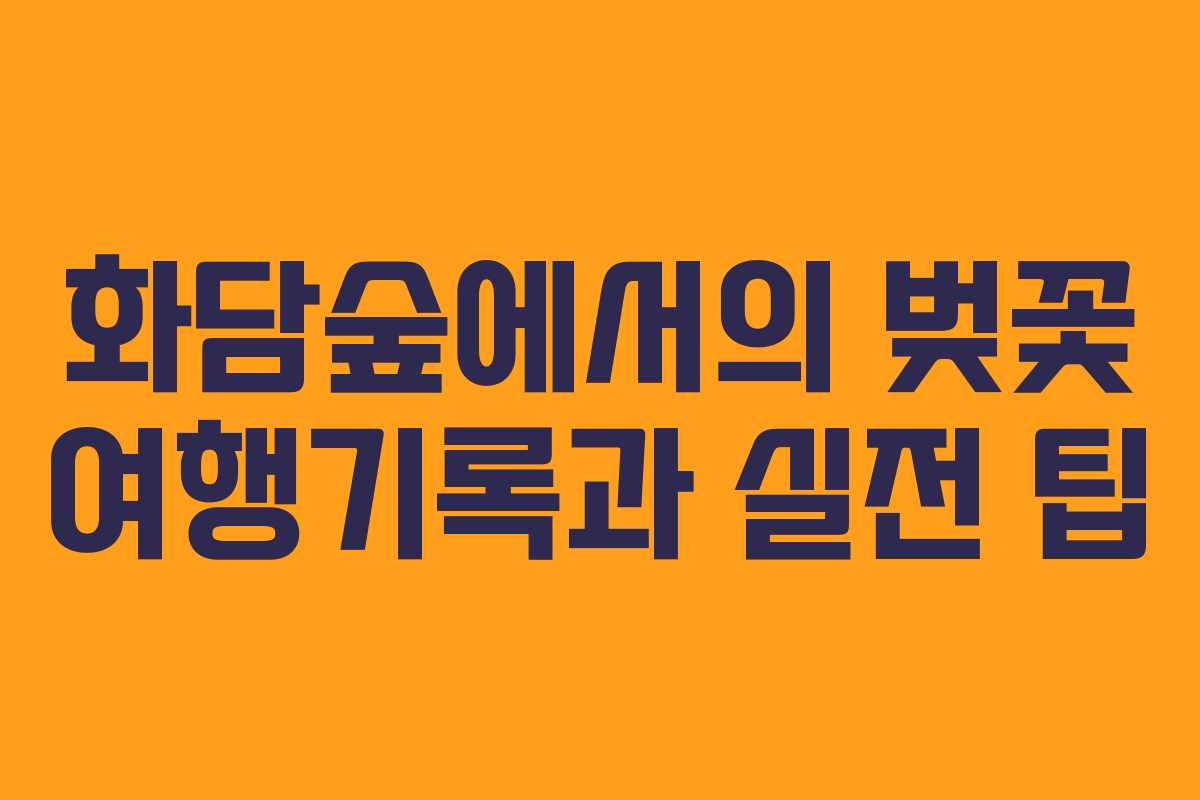 화담숲에서의 벚꽃 여행기록과 실전 팁