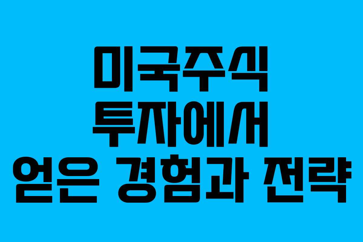 미국주식 투자에서 얻은 경험과 전략
