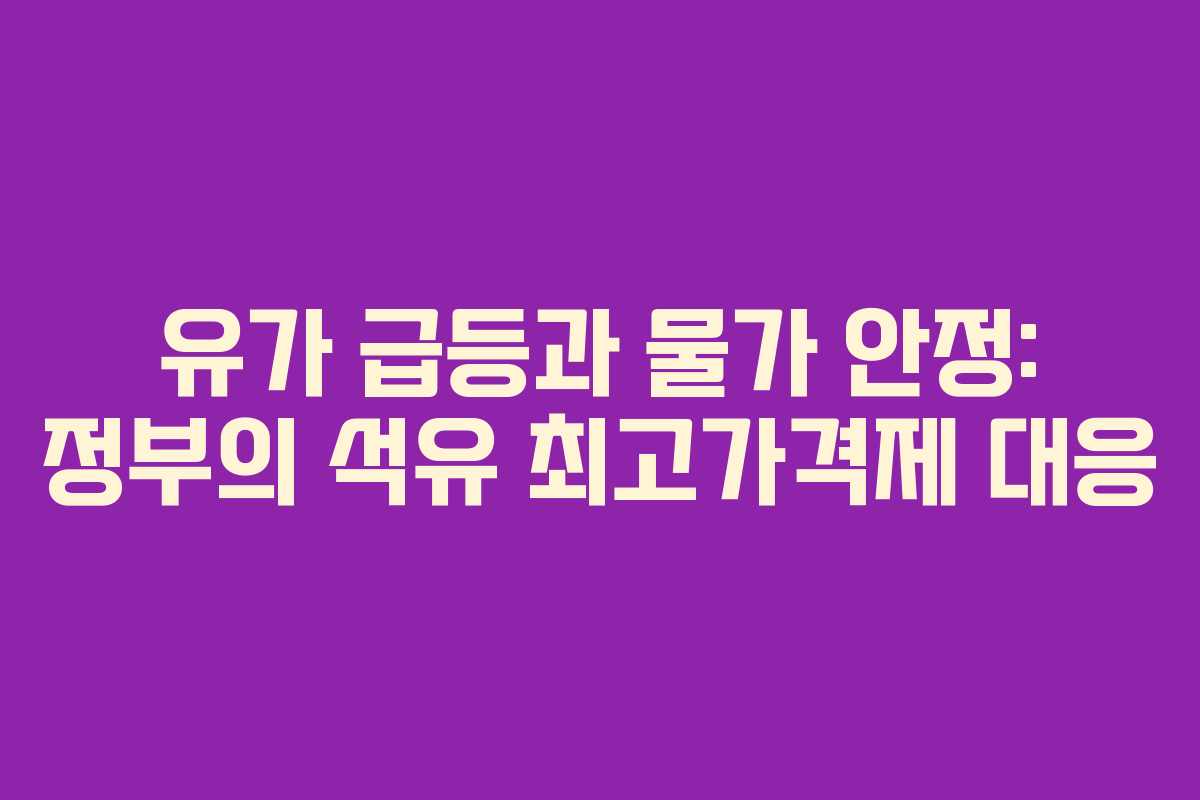유가 급등과 물가 안정: 정부의 석유 최고가격제 대응