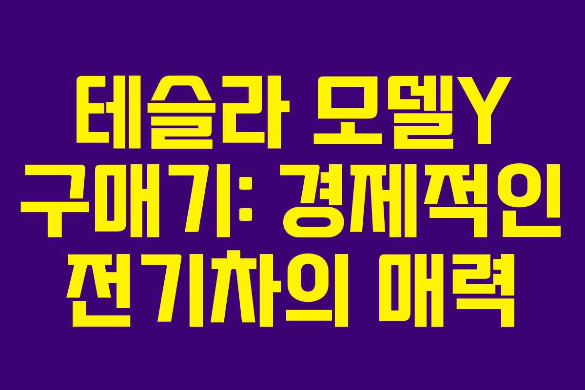 테슬라 모델Y 구매기: 경제적인 전기차의 매력