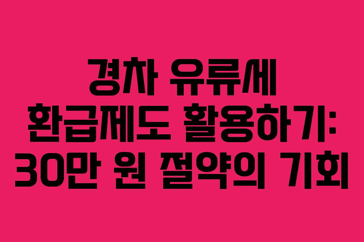 경차 유류세 환급제도 활용하기: 30만 원 절약의 기회