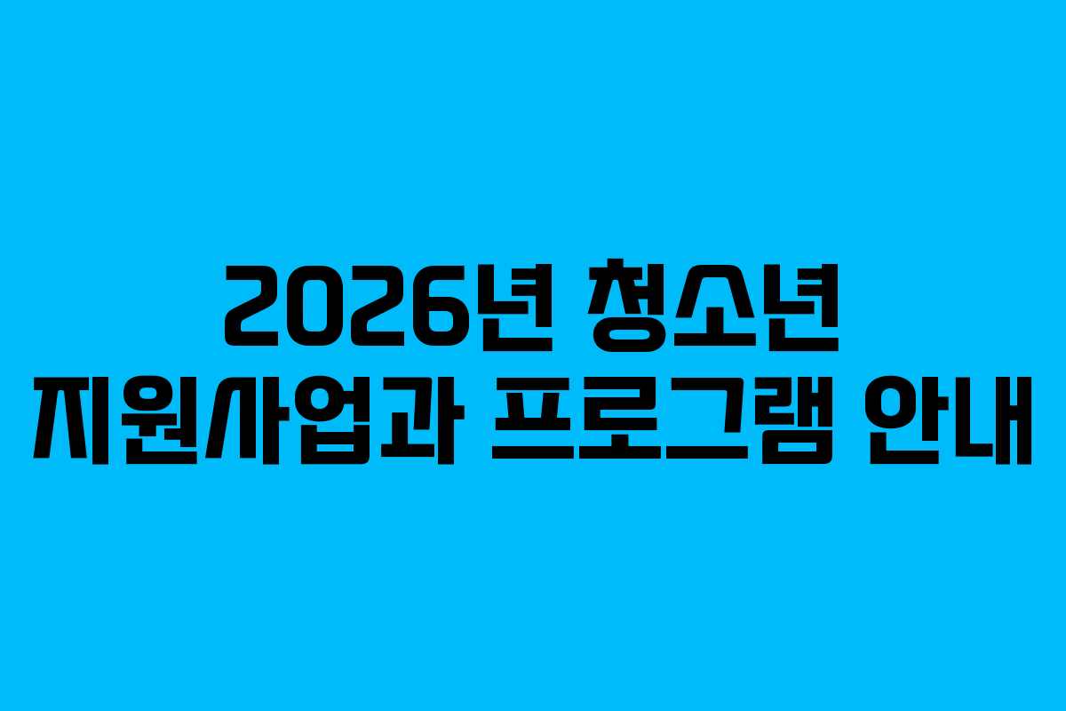 2026년 청소년 지원사업과 프로그램 안내