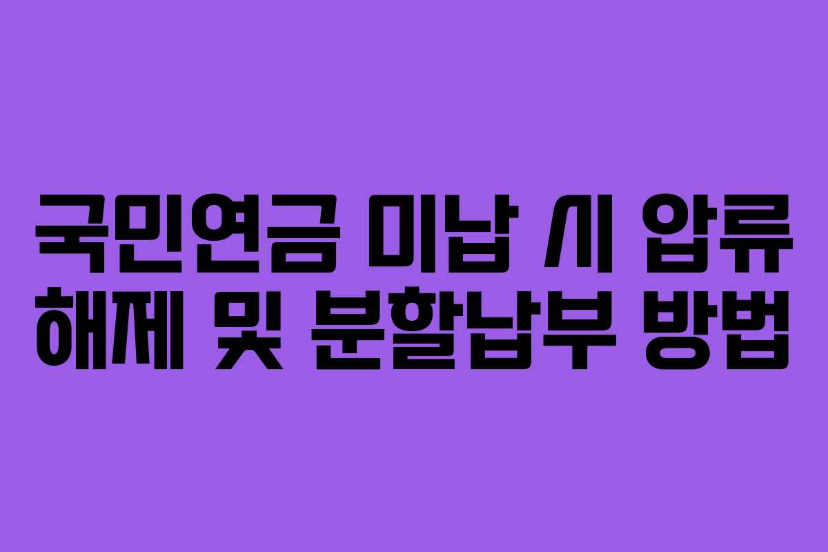 국민연금 미납 시 압류 해제 및 분할납부 방법