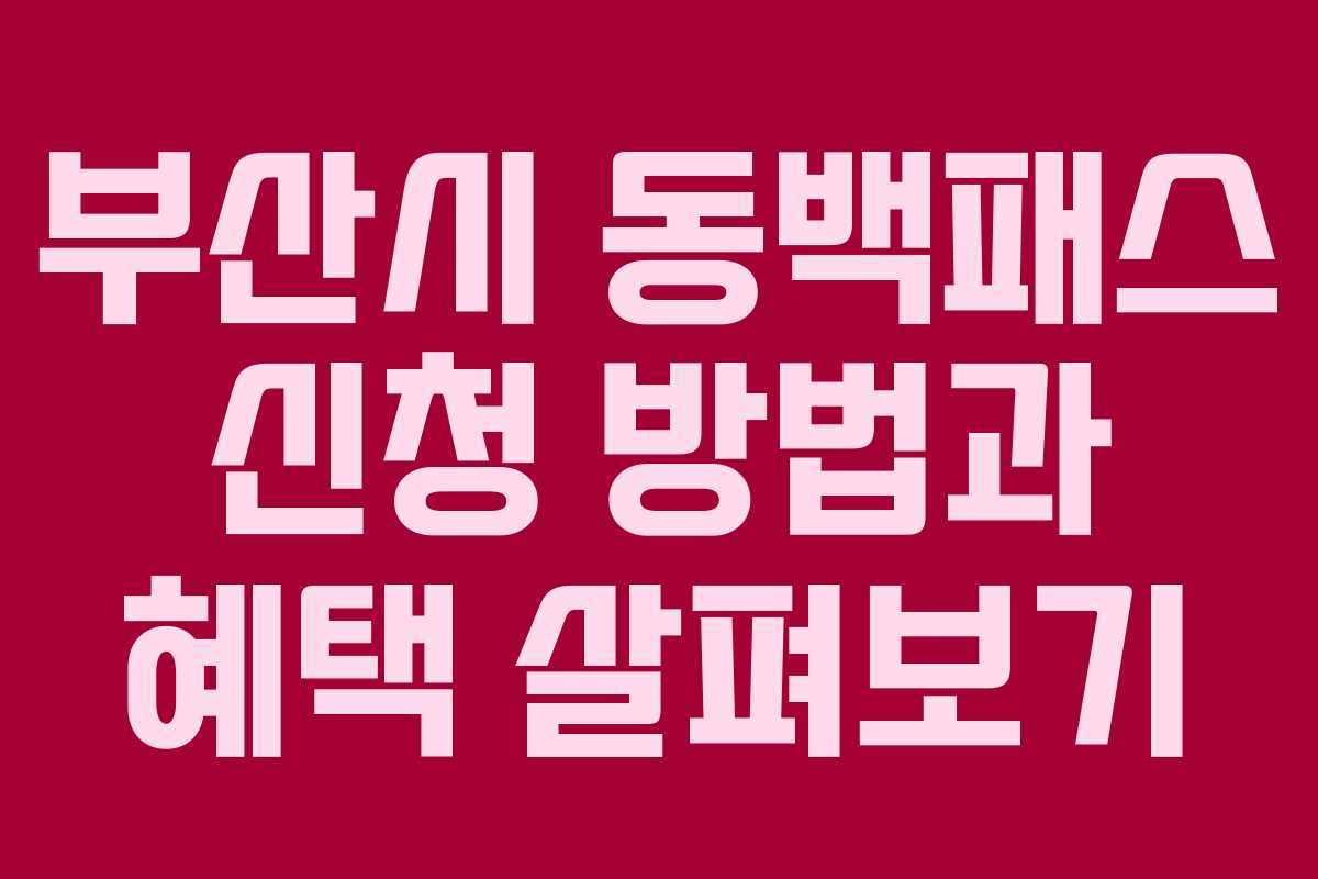 부산시 동백패스 신청 방법과 혜택 살펴보기