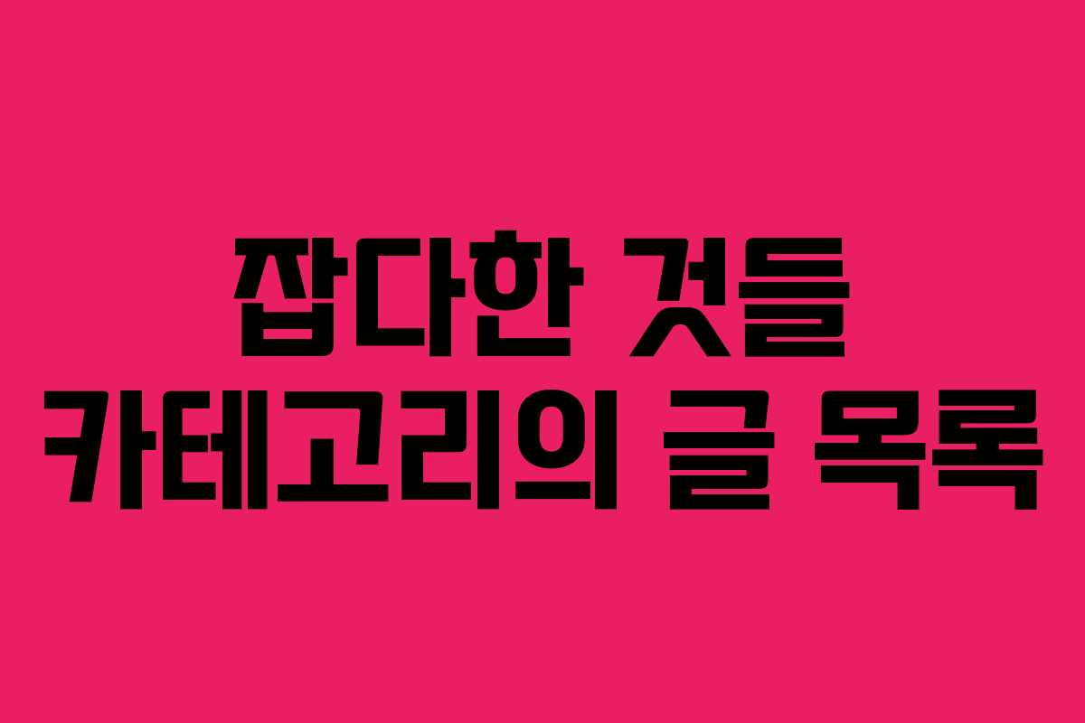 잡다한 것들 카테고리의 글 목록