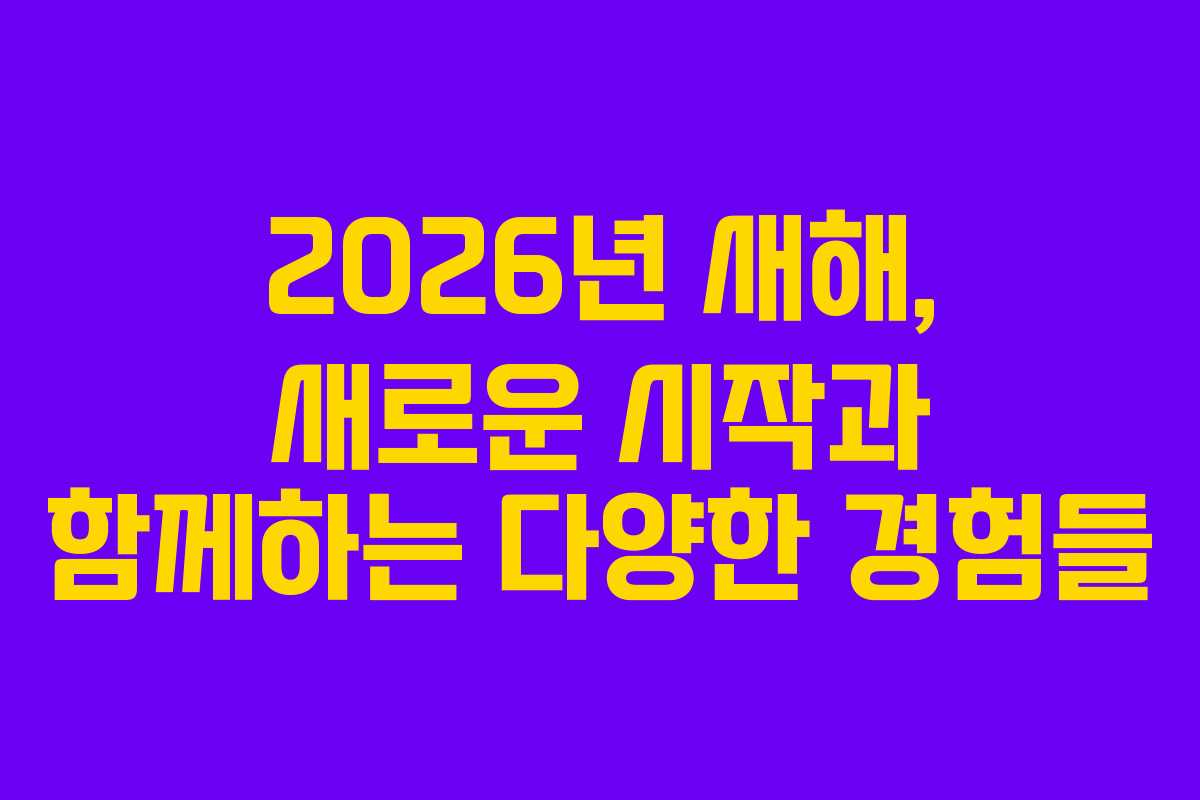 2026년 새해, 새로운 시작과 함께하는 다양한 경험들