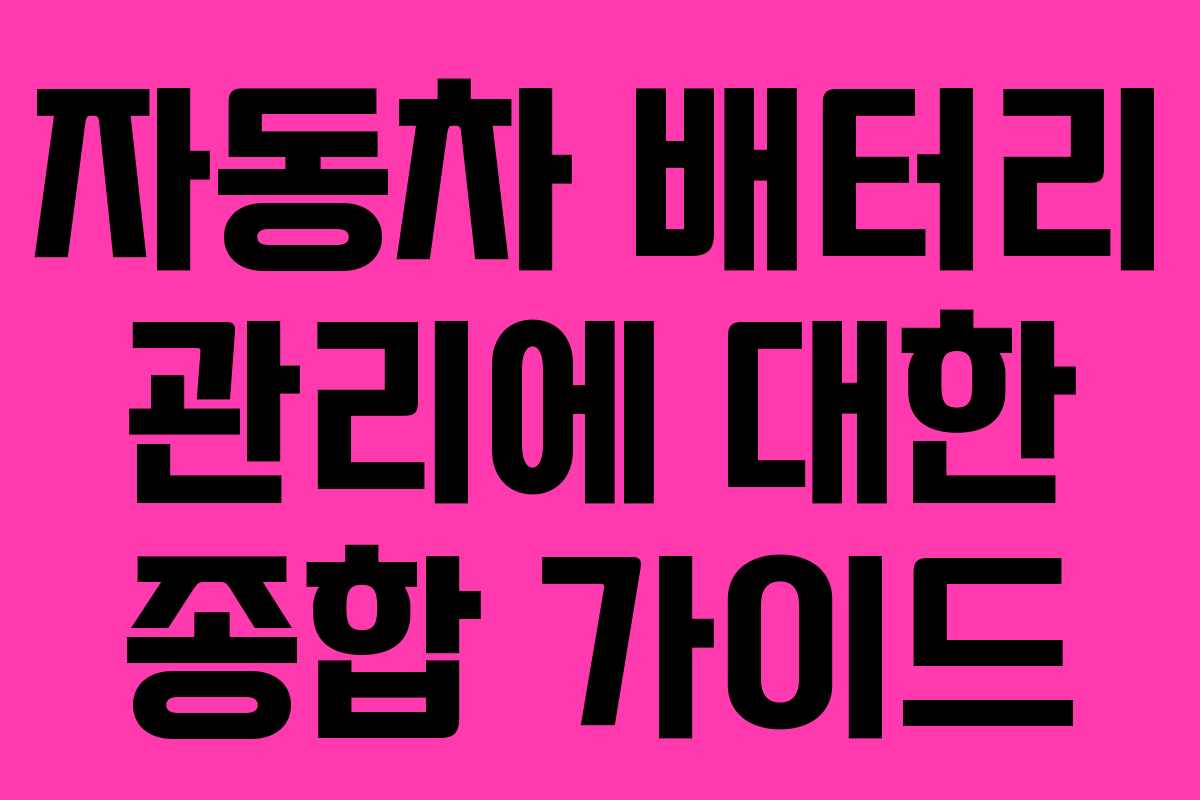 자동차 배터리 관리에 대한 종합 가이드