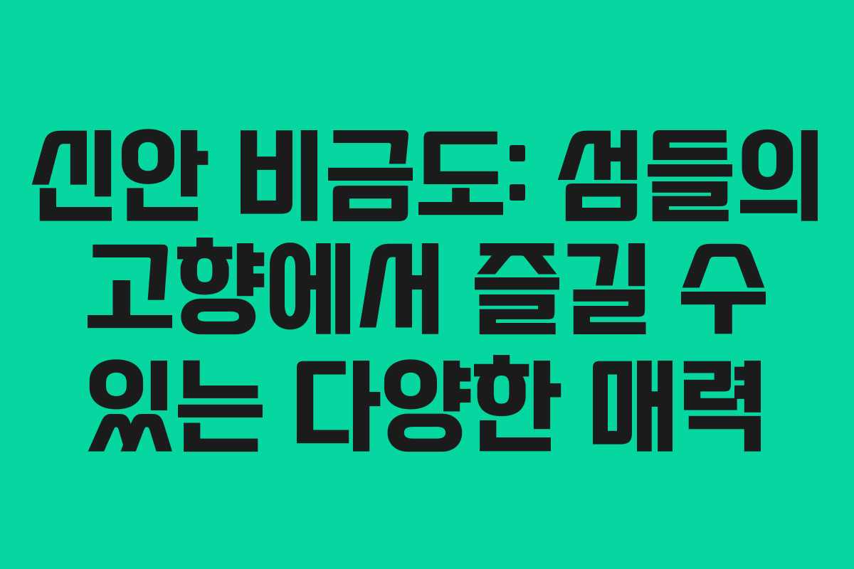 신안 비금도: 섬들의 고향에서 즐길 수 있는 다양한 매력