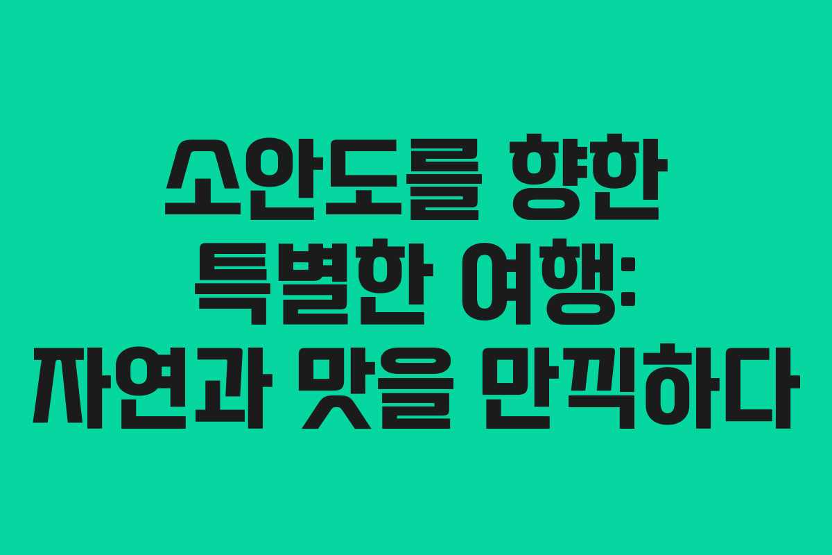 소안도를 향한 특별한 여행: 자연과 맛을 만끽하다