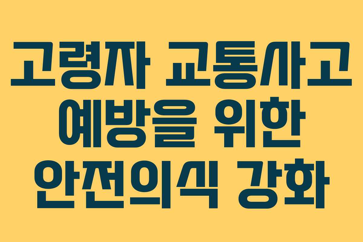 고령자 교통사고 예방을 위한 안전의식 강화