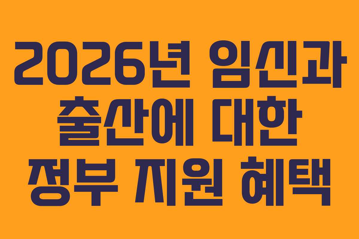2026년 임신과 출산에 대한 정부 지원 혜택