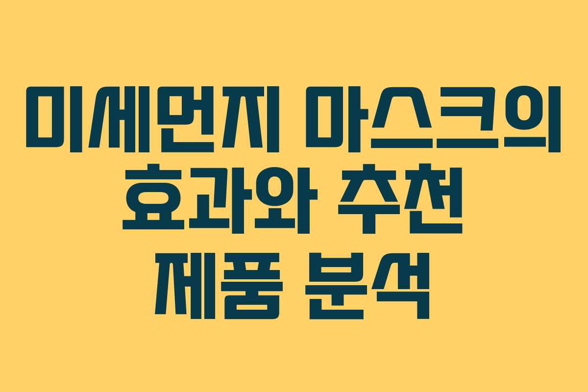 미세먼지 마스크의 효과와 추천 제품 분석