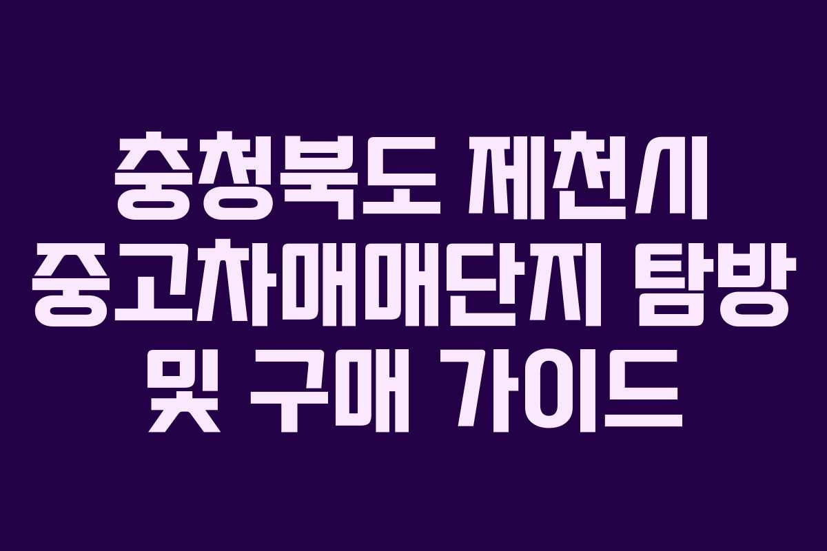 충청북도 제천시 중고차매매단지 탐방 및 구매 가이드
