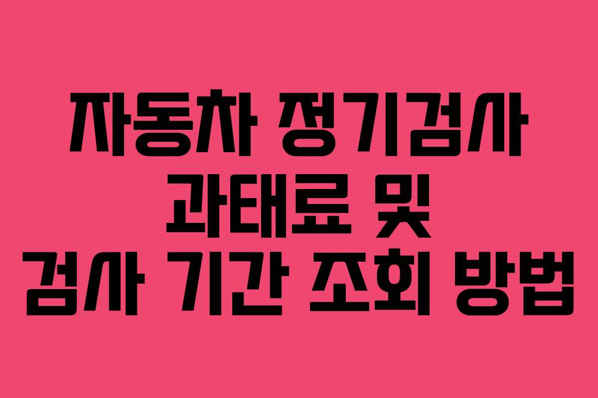 자동차 정기검사 과태료 및 검사 기간 조회 방법