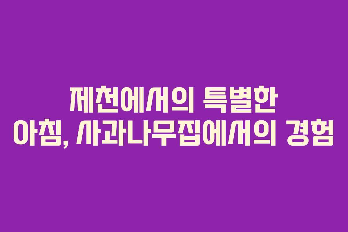 제천에서의 특별한 아침, 사과나무집에서의 경험