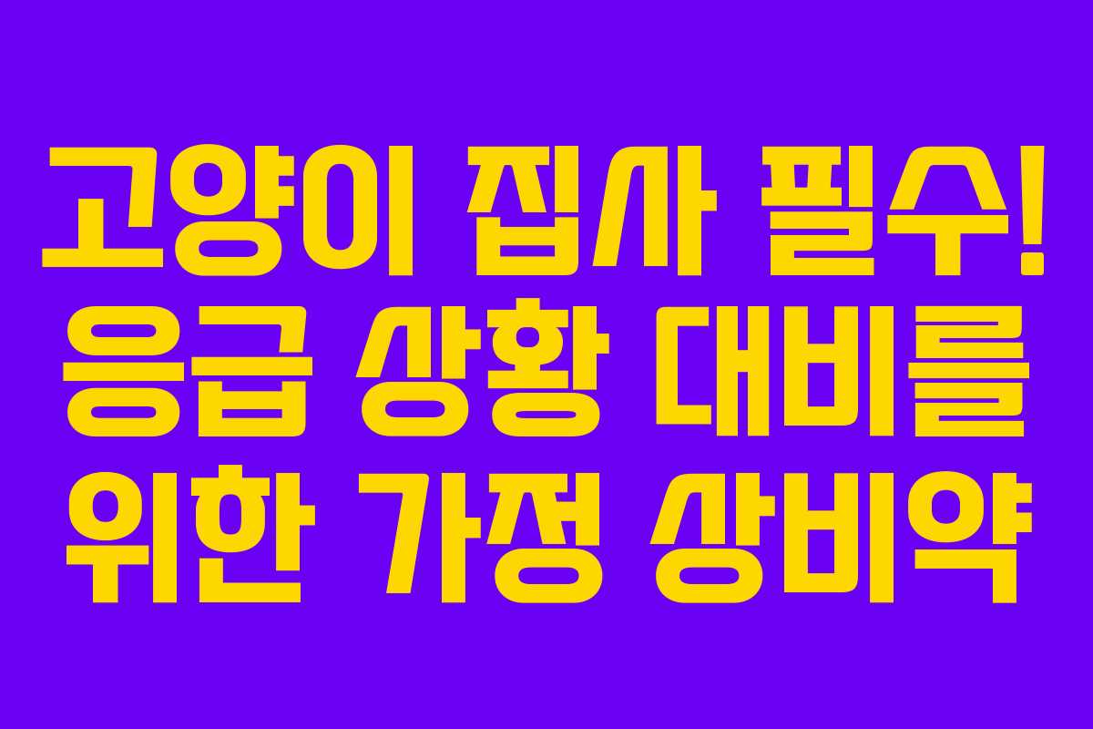 고양이 집사 필수! 응급 상황 대비를 위한 가정 상비약