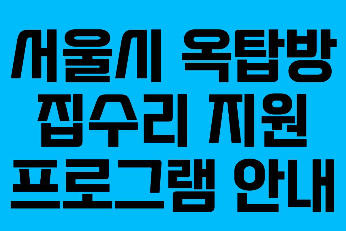 서울시 옥탑방 집수리 지원 프로그램 안내