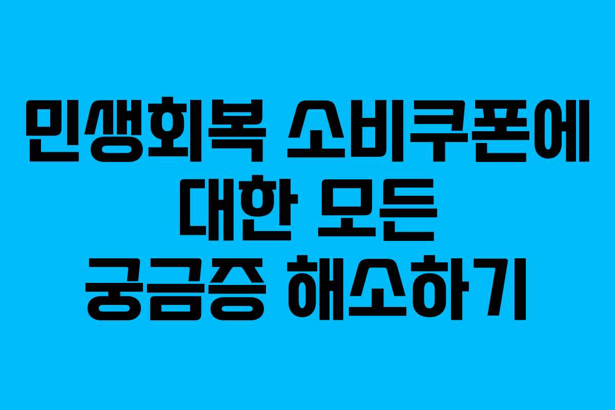 민생회복 소비쿠폰에 대한 모든 궁금증 해소하기