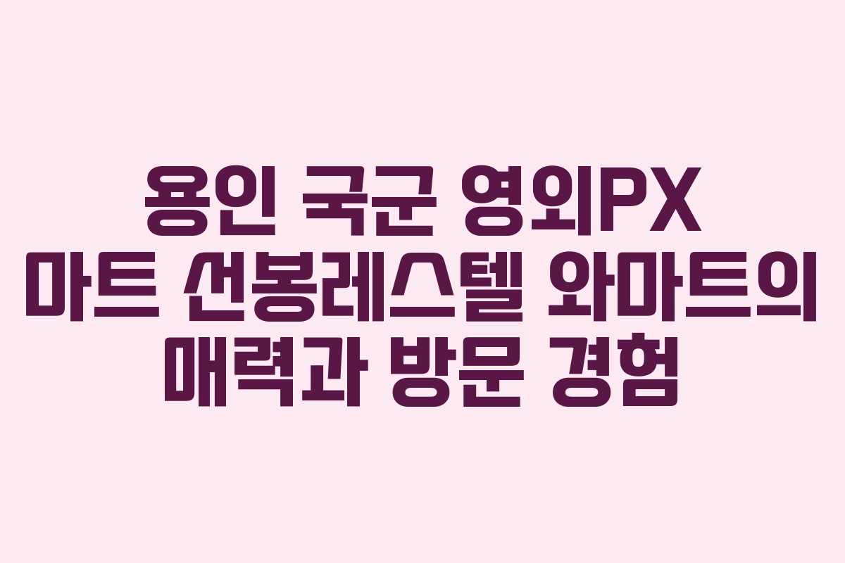 용인 국군 영외PX 마트 선봉레스텔 와마트의 매력과 방문 경험