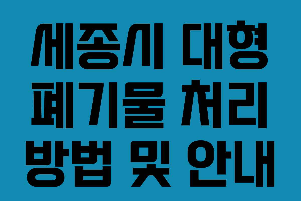 세종시 대형 폐기물 처리 방법 및 안내