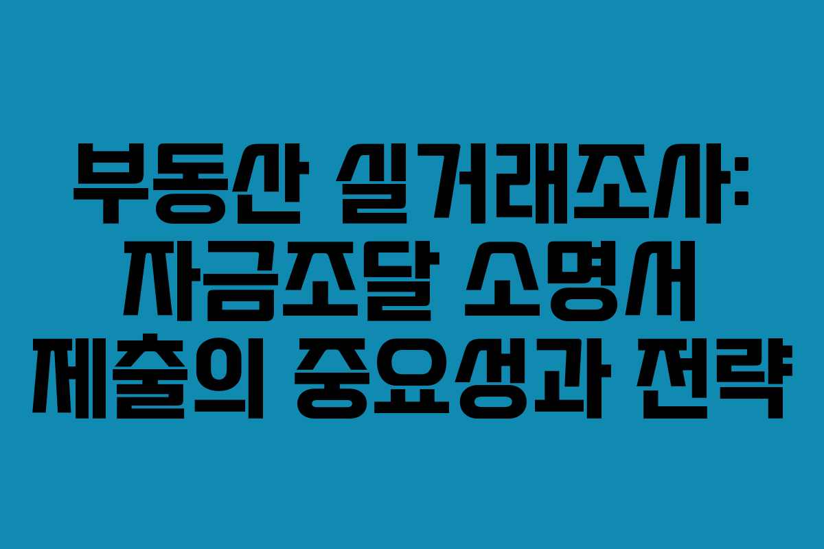 부동산 실거래조사: 자금조달 소명서 제출의 중요성과 전략