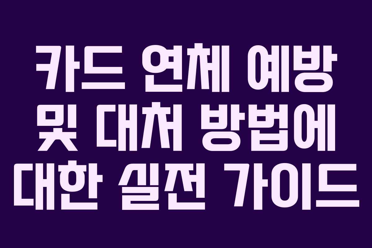 카드 연체 예방 및 대처 방법에 대한 실전 가이드