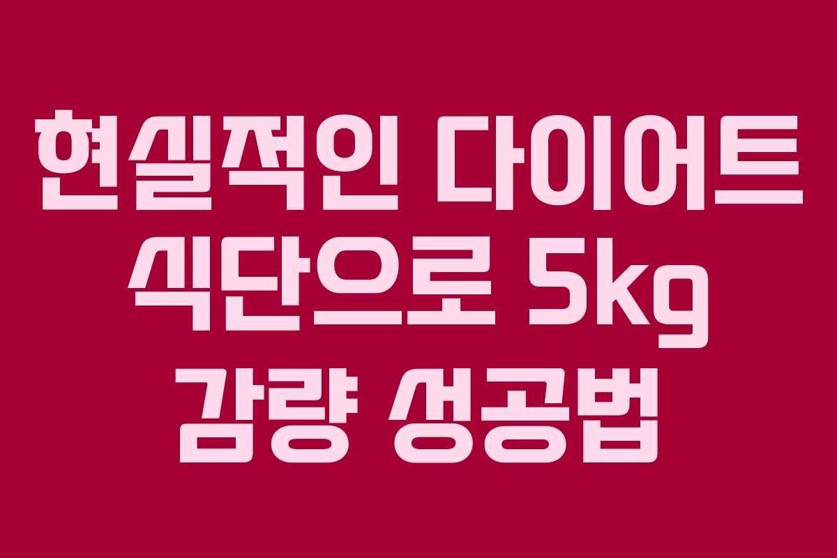 현실적인 다이어트 식단으로 5kg 감량 성공법