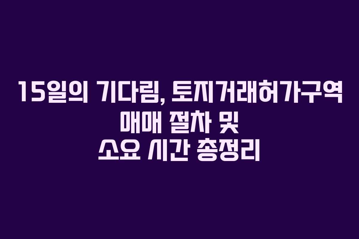 15일의 기다림, 토지거래허가구역 매매 절차 및 소요 시간 총정리