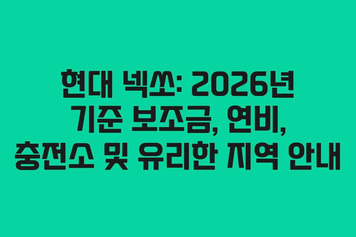 현대 넥쏘: 2026년 기준 보조금, 연비, 충전소 및 유리한 지역 안내