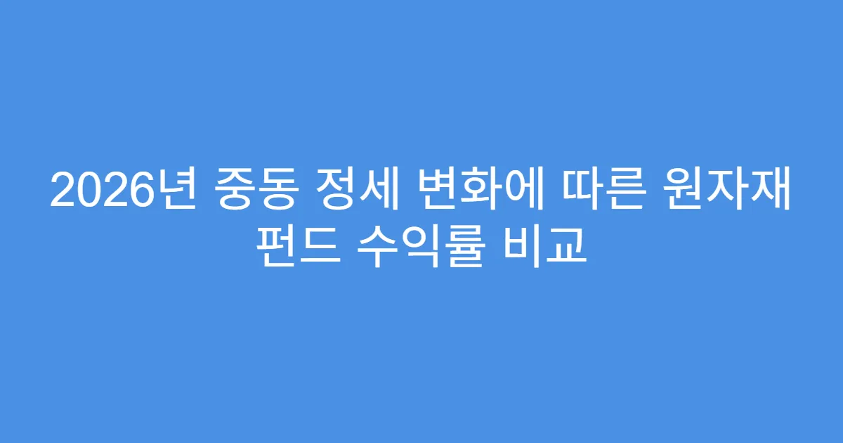 2026년 중동 정세 변화에 따른 원자재 펀드 수익률 비교