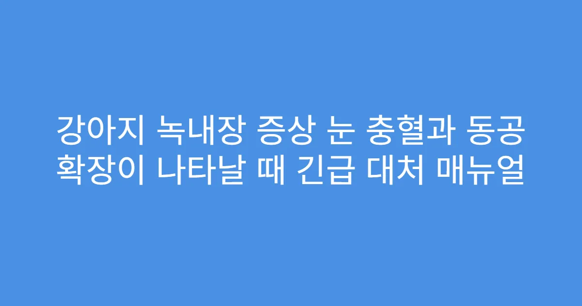 강아지 녹내장 증상 눈 충혈과 동공 확장이 나타날 때 긴급 대처 매뉴얼