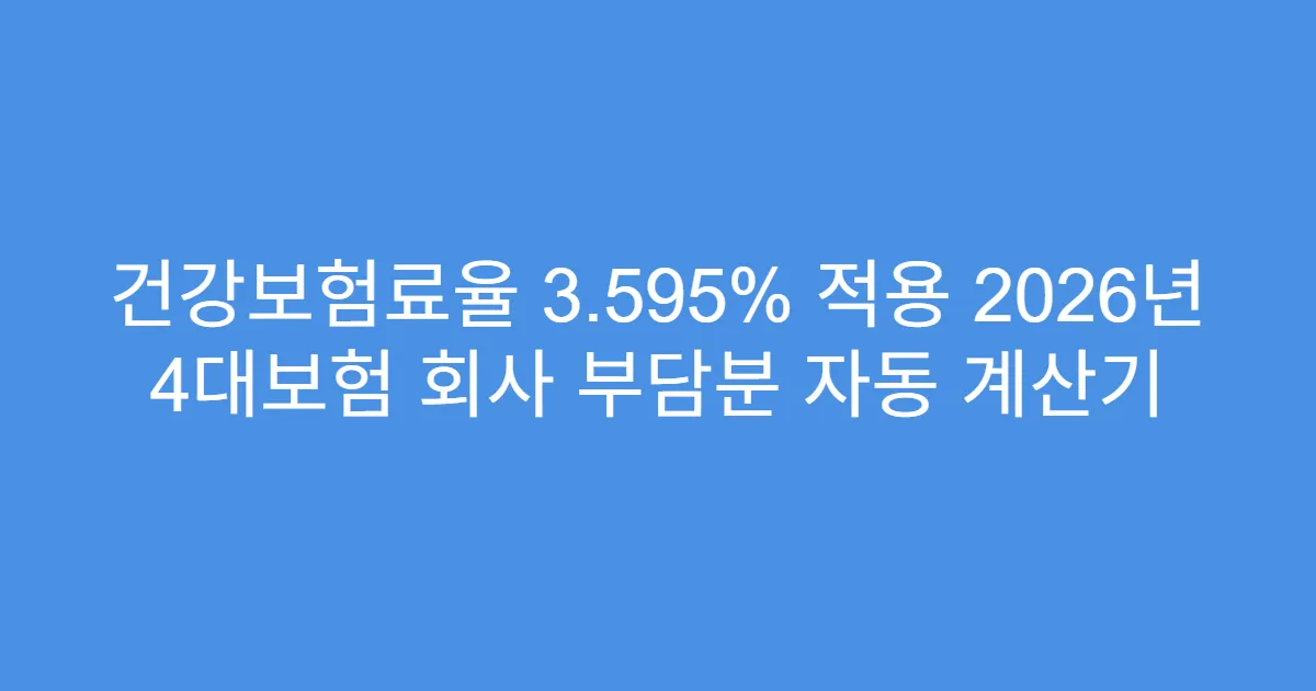 건강보험료율 3.595% 적용 2026년 4대보험 회사 부담분 자동 계산기