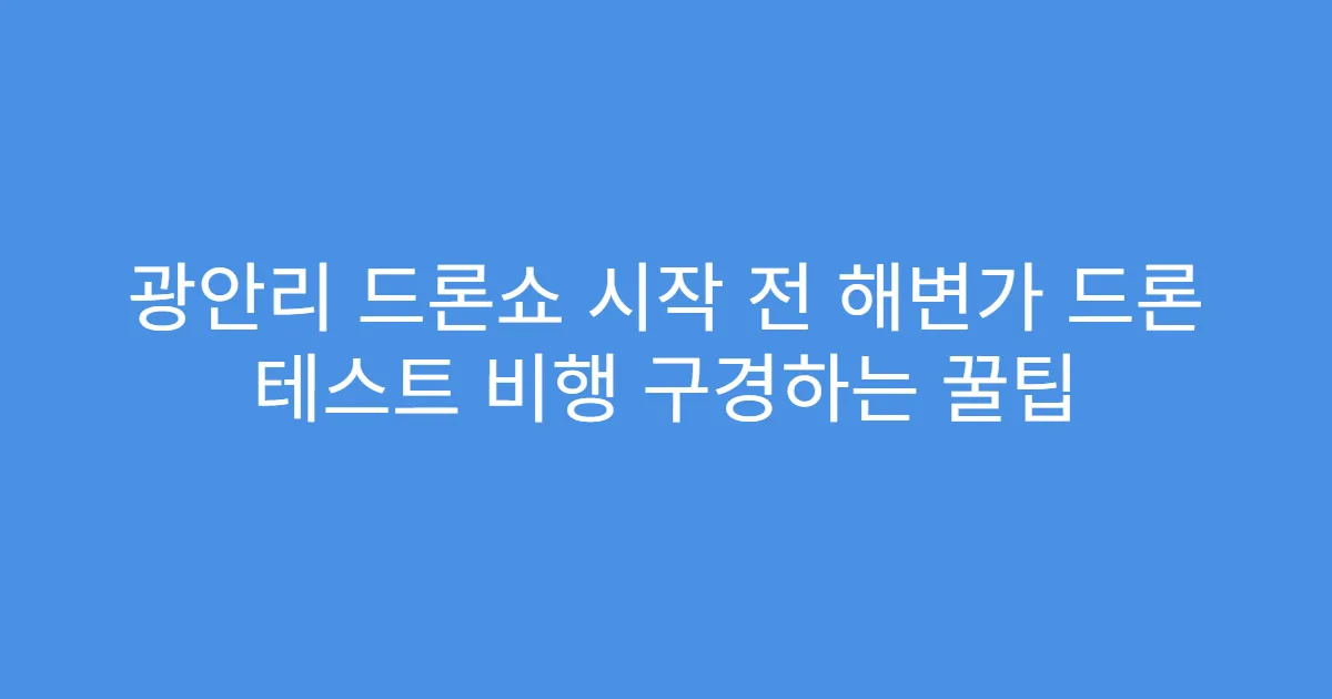 광안리 드론쇼 시작 전 해변가 드론 테스트 비행 구경하는 꿀팁