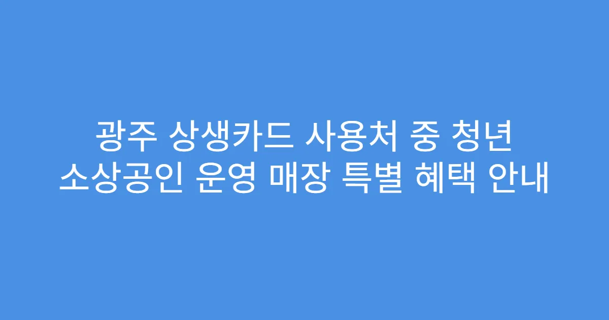 광주 상생카드 사용처 중 청년 소상공인 운영 매장 특별 혜택 안내