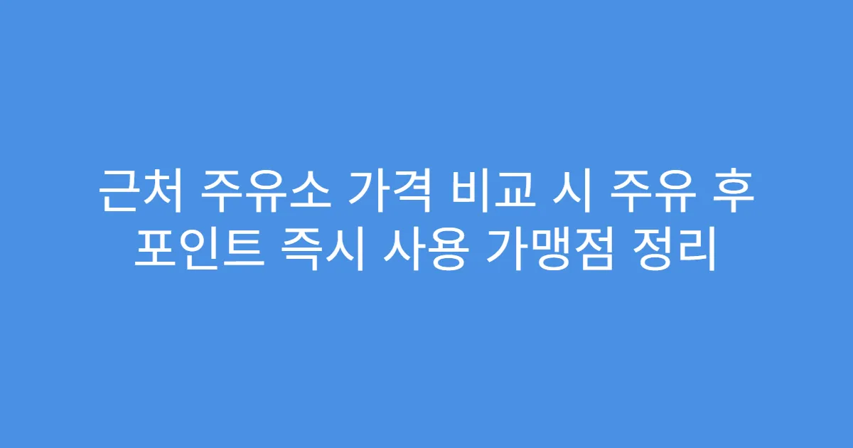 근처 주유소 가격 비교 시 주유 후 포인트 즉시 사용 가맹점 정리