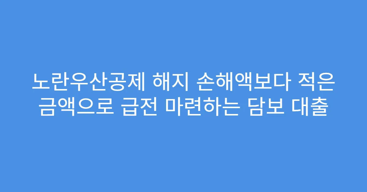 노란우산공제 해지 손해액보다 적은 금액으로 급전 마련하는 담보 대출