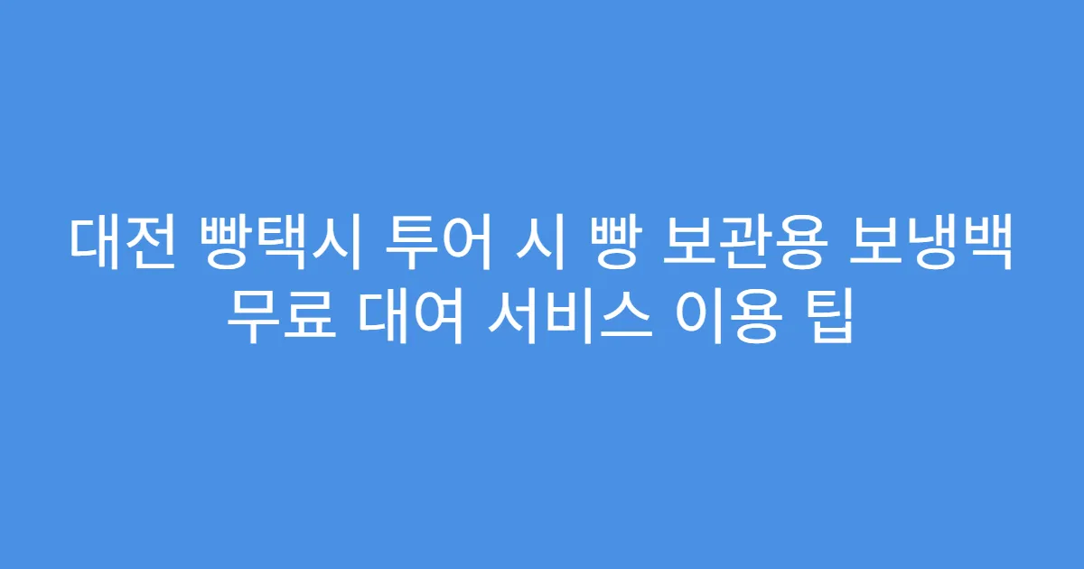 대전 빵택시 투어 시 빵 보관용 보냉백 무료 대여 서비스 이용 팁