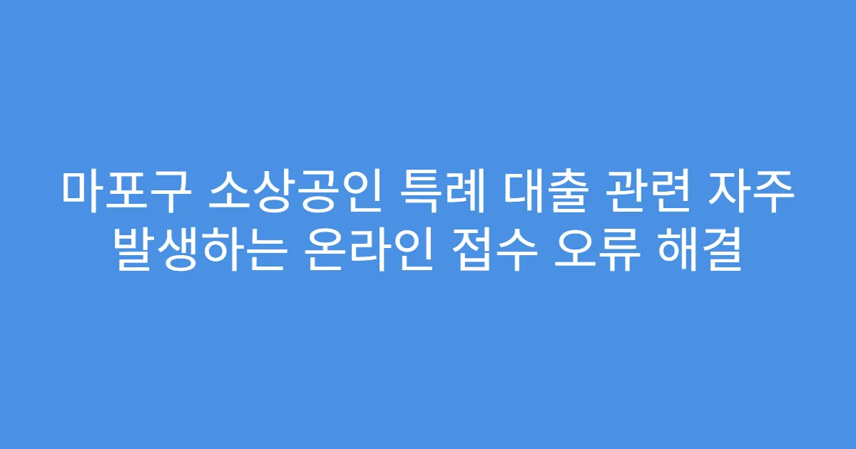 마포구 소상공인 특례 대출 관련 자주 발생하는 온라인 접수 오류 해결
