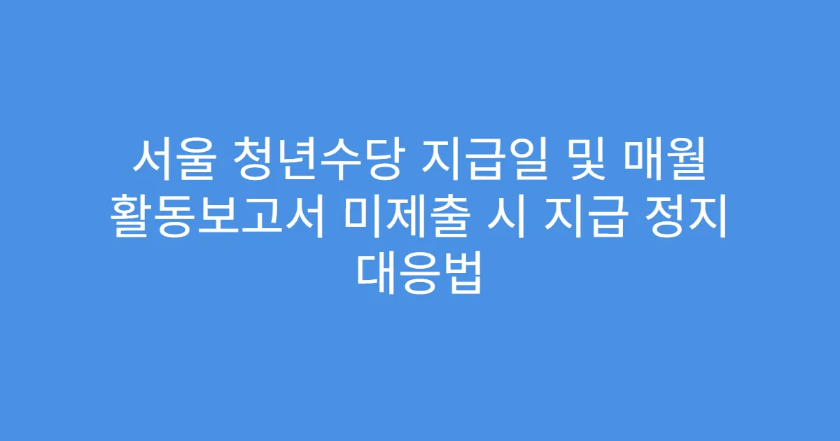 서울 청년수당 지급일 및 매월 활동보고서 미제출 시 지급 정지 대응법