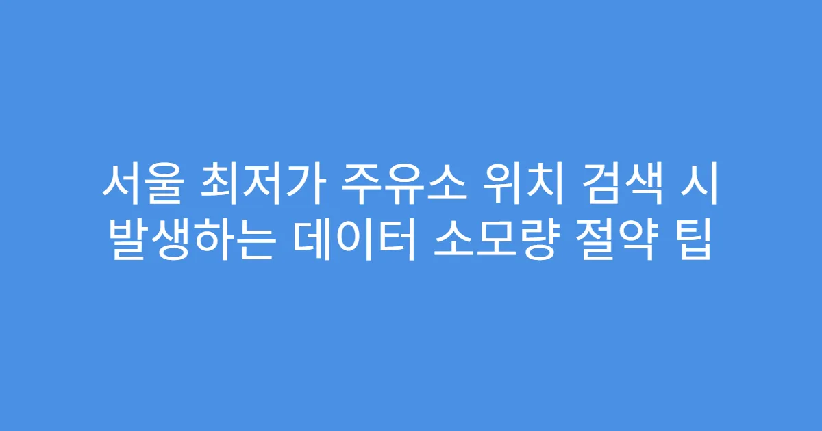 서울 최저가 주유소 위치 검색 시 발생하는 데이터 소모량 절약 팁