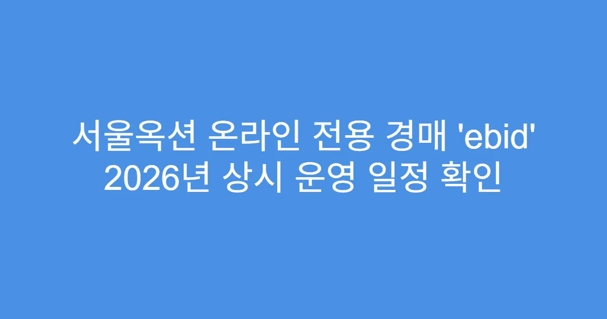서울옥션 온라인 전용 경매 ‘ebid’ 2026년 상시 운영 일정 확인