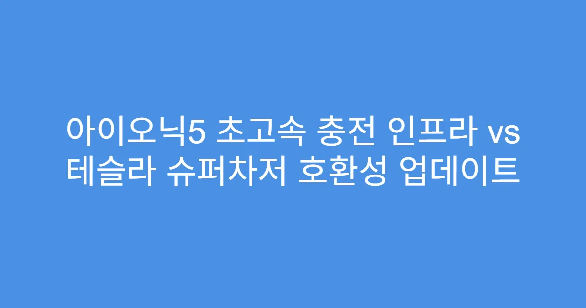 아이오닉5 초고속 충전 인프라 vs 테슬라 슈퍼차저 호환성 업데이트