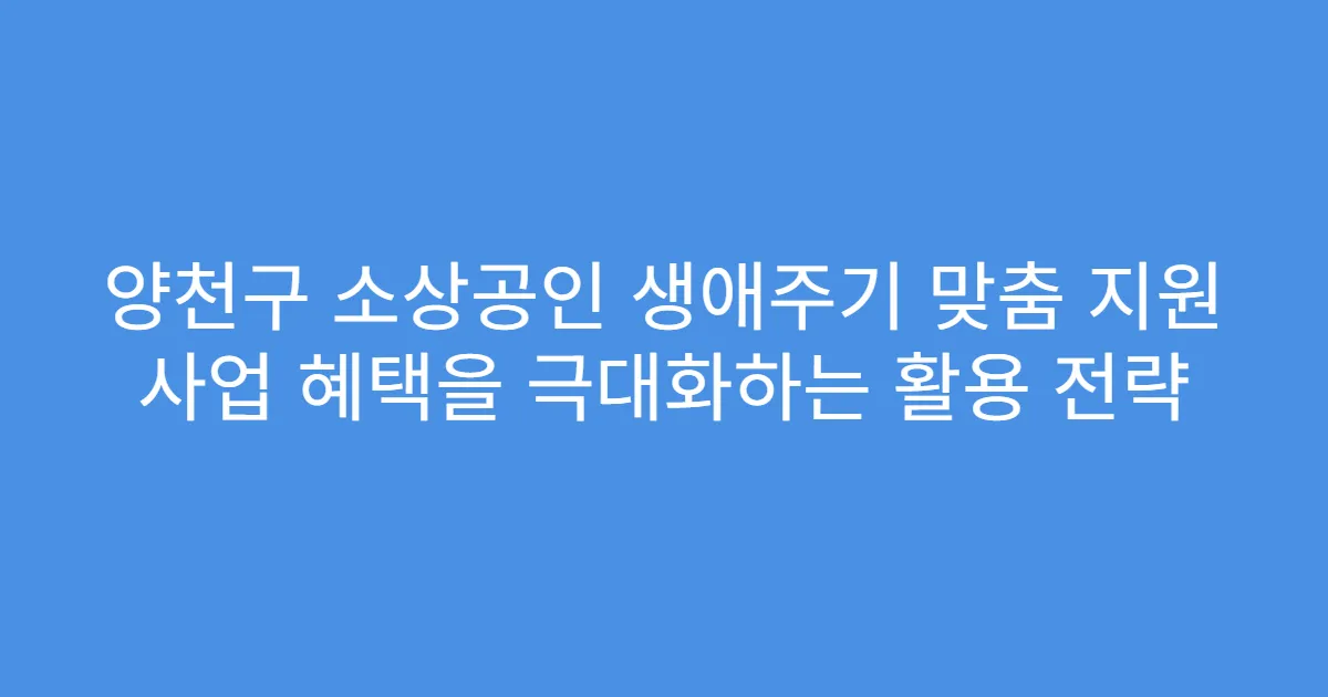 양천구 소상공인 생애주기 맞춤 지원 사업 혜택을 극대화하는 활용 전략
