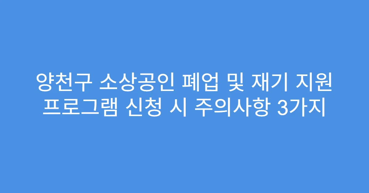 양천구 소상공인 폐업 및 재기 지원 프로그램 신청 시 주의사항 3가지