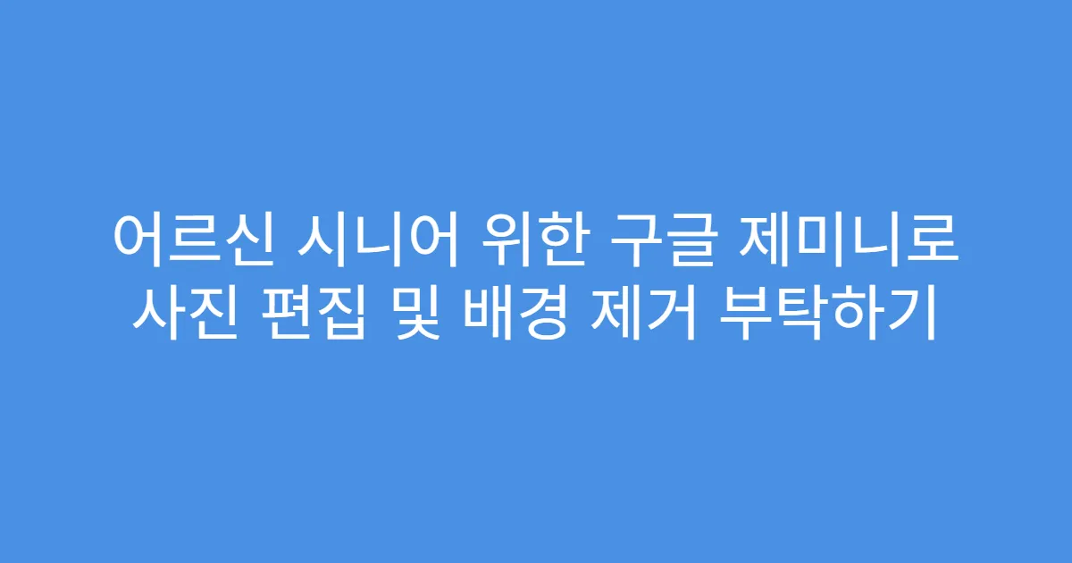 어르신 시니어 위한 구글 제미니로 사진 편집 및 배경 제거 부탁하기