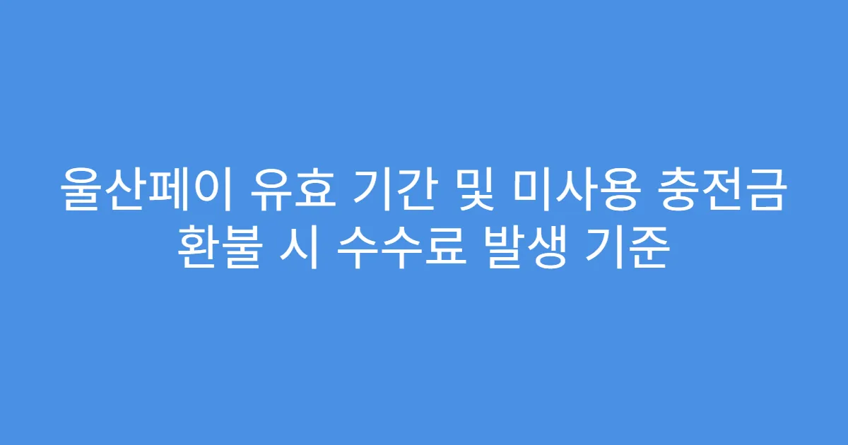 울산페이 유효 기간 및 미사용 충전금 환불 시 수수료 발생 기준
