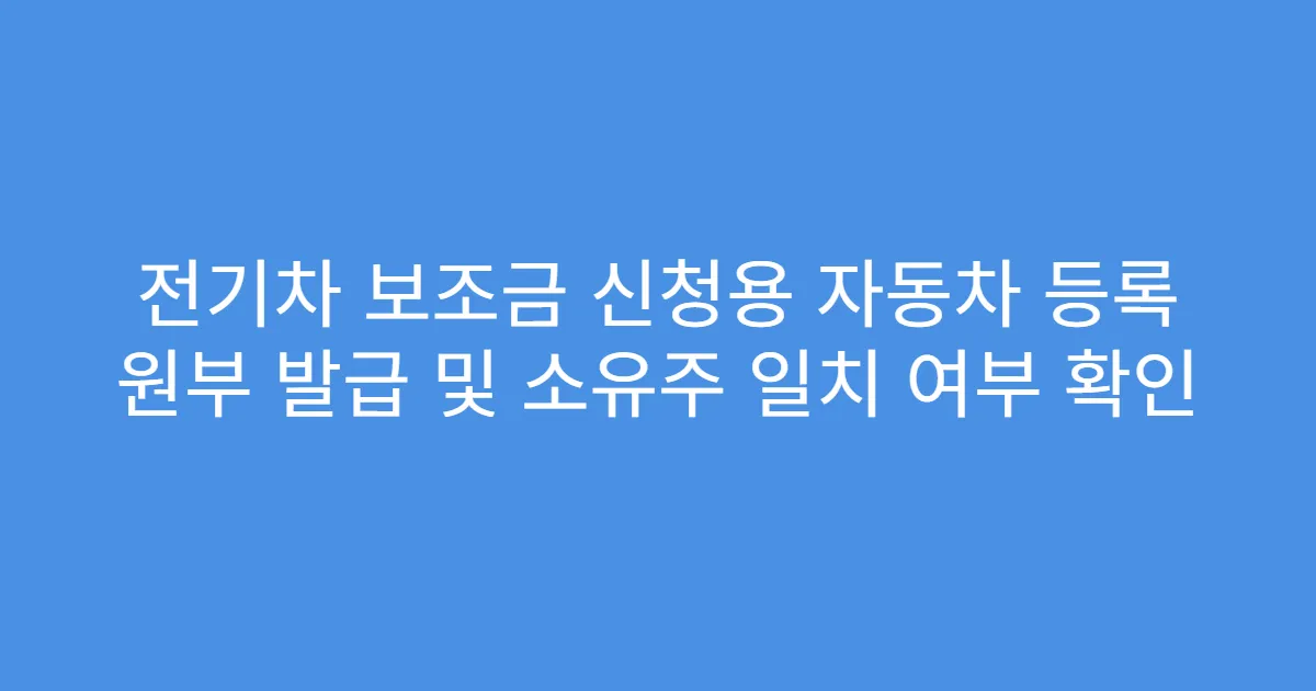 전기차 보조금 신청용 자동차 등록 원부 발급 및 소유주 일치 여부 확인