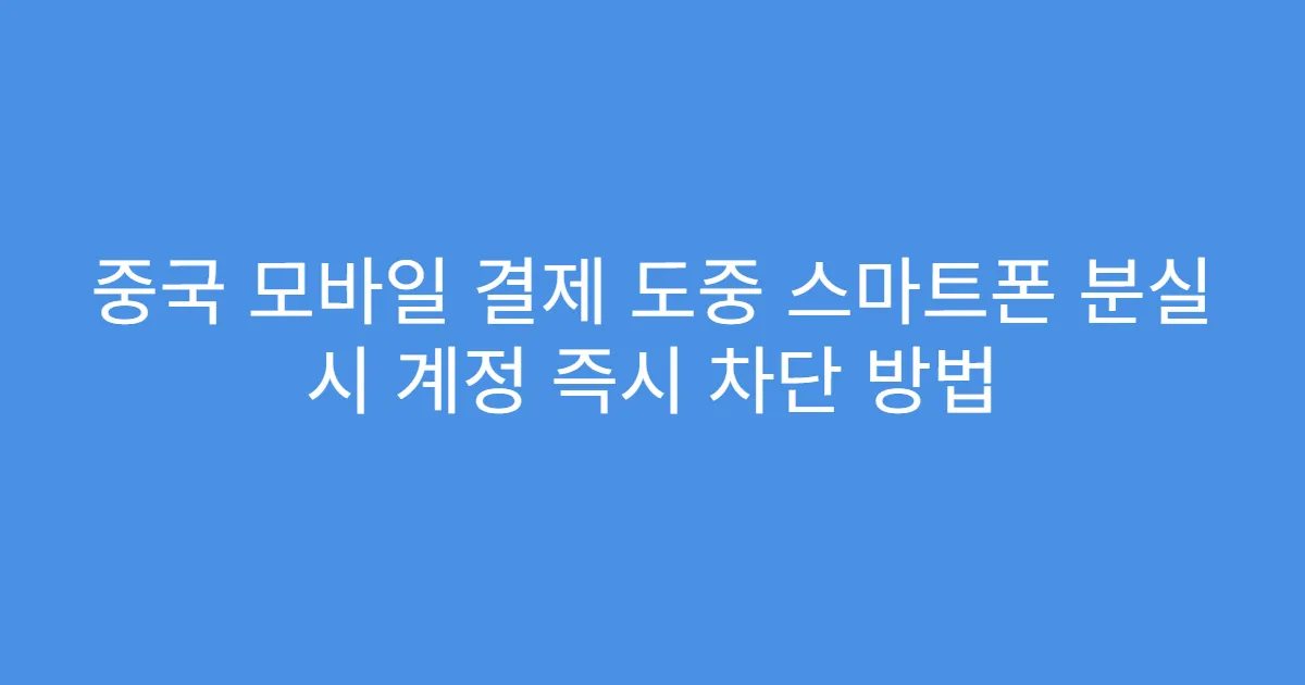 중국 모바일 결제 도중 스마트폰 분실 시 계정 즉시 차단 방법